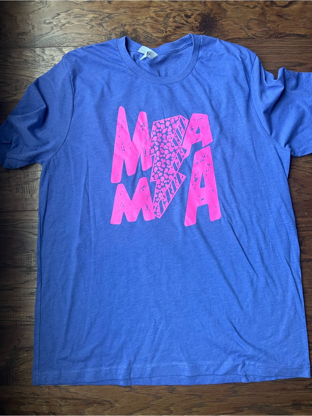 Purple Graphic Tee with Neon Pink 'MAMA' Design